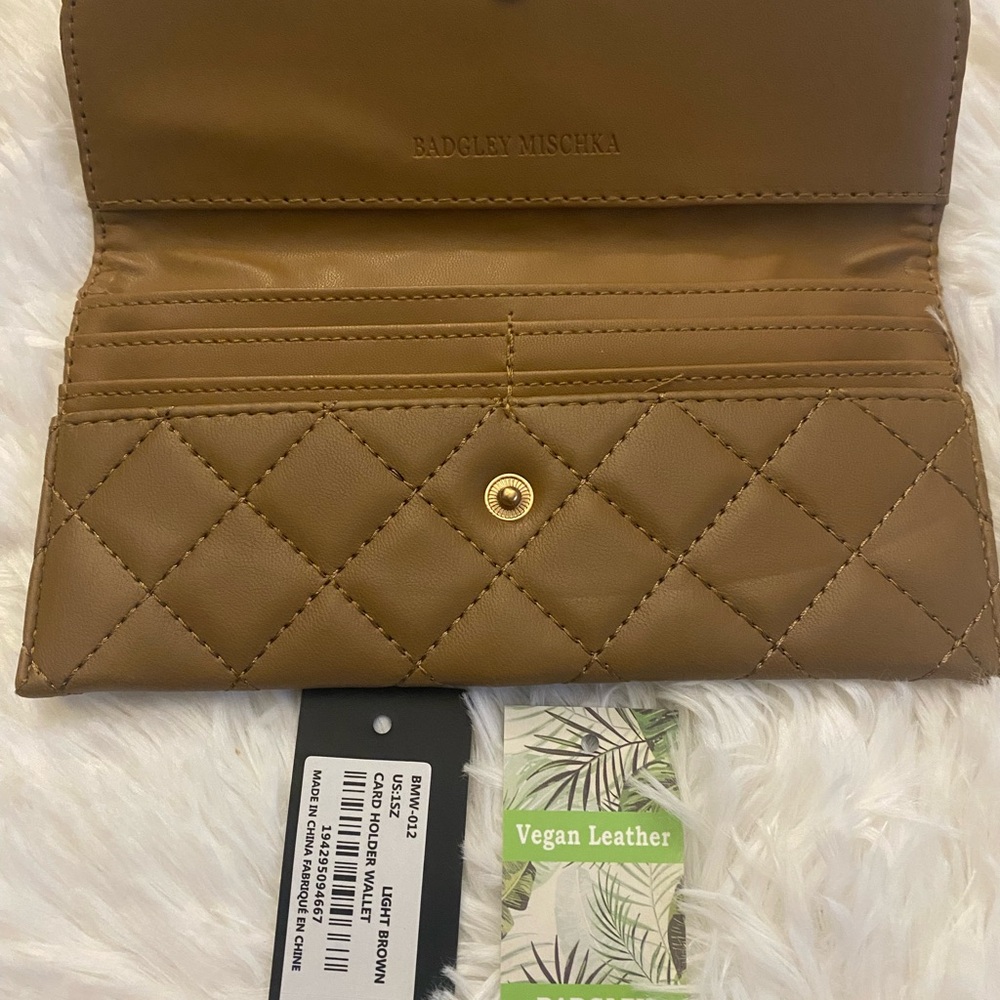 Badgley Mischka Quilted Brown Wallet - Picture 3 of 3